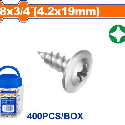 WADFOW ΛΑΜΑΡ. ΓΑΛΒ. ΦΑΡΔΥ ΚΕΦΑΛΙ WAFFER 8 X 3/4" / 4.2 Χ 19mm 400TEM ΣΕ ΠΛΑΣΤΙΚΟ ΒΑΖΑΚΙ (WXS7T12)