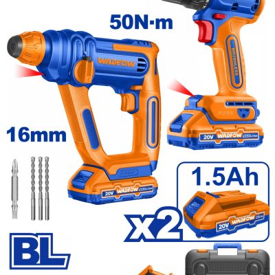 WADFOW ΣΕΤ ΔΡΑΠ/ΒΙΔΟ + ΠΝΕΥΜΑΤΙΚΟ ΠΙΣΤΟΛΕΤΟ ΜΠΑΤ. Li-ion 20V / 1.5Ah / 2 ΜΠΑΤ BL MOTOR (WOS240681)